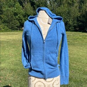 NWT J. Crew Cashmere Heather Blue Hoodie Sweater